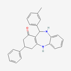 molecular formula C26H24N2O B4898643 11-(3-methylphenyl)-3-phenyl-2,3,4,5,10,11-hexahydro-1H-dibenzo[b,e][1,4]diazepin-1-one 