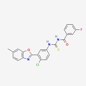 molecular formula C22H15ClFN3O2S B4898666 N-({[4-chloro-3-(6-methyl-1,3-benzoxazol-2-yl)phenyl]amino}carbonothioyl)-3-fluorobenzamide 