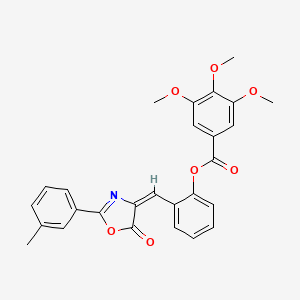 molecular formula C27H23NO7 B4898699 2-{[2-(3-methylphenyl)-5-oxo-1,3-oxazol-4(5H)-ylidene]methyl}phenyl 3,4,5-trimethoxybenzoate 