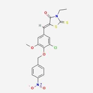 molecular formula C20H17ClN2O5S2 B4898864 5-{3-chloro-5-methoxy-4-[(4-nitrobenzyl)oxy]benzylidene}-3-ethyl-2-thioxo-1,3-thiazolidin-4-one 