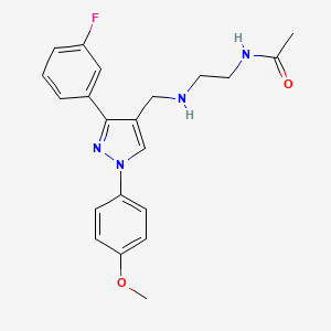 molecular formula C21H23FN4O2 B4898897 N-[2-({[3-(3-fluorophenyl)-1-(4-methoxyphenyl)-1H-pyrazol-4-yl]methyl}amino)ethyl]acetamide 