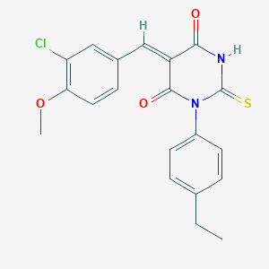molecular formula C20H17ClN2O3S B4898910 5-(3-chloro-4-methoxybenzylidene)-1-(4-ethylphenyl)-2-thioxodihydro-4,6(1H,5H)-pyrimidinedione 