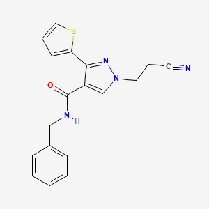 molecular formula C18H16N4OS B4899087 N-benzyl-1-(2-cyanoethyl)-3-(2-thienyl)-1H-pyrazole-4-carboxamide 