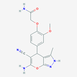 2-[4-(6-Amino-5-cyano-3-methyl-1,4-dihydropyrano[2,3-c]pyrazol-4-yl)-2-methoxyphenoxy]acetamide