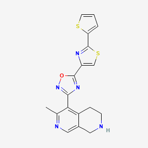 molecular formula C18H15N5OS2 B4899108 6-methyl-5-{5-[2-(2-thienyl)-1,3-thiazol-4-yl]-1,2,4-oxadiazol-3-yl}-1,2,3,4-tetrahydro-2,7-naphthyridine trifluoroacetate 