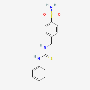 molecular formula C14H15N3O2S2 B4899127 4-{[(anilinocarbonothioyl)amino]methyl}benzenesulfonamide 