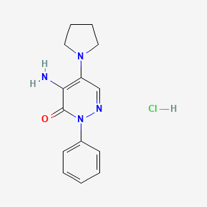 molecular formula C14H17ClN4O B4899130 4-amino-2-phenyl-5-(1-pyrrolidinyl)-3(2H)-pyridazinone hydrochloride 