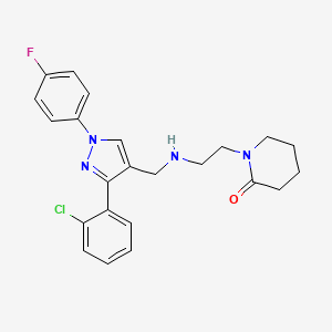 molecular formula C23H24ClFN4O B4899182 1-[2-({[3-(2-chlorophenyl)-1-(4-fluorophenyl)-1H-pyrazol-4-yl]methyl}amino)ethyl]-2-piperidinone 
