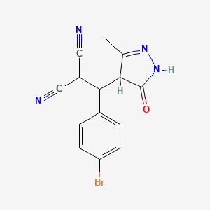 molecular formula C14H11BrN4O B4899234 [(4-bromophenyl)(3-methyl-5-oxo-4,5-dihydro-1H-pyrazol-4-yl)methyl]malononitrile 