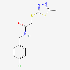 molecular formula C12H12ClN3OS2 B4899303 N-(4-chlorobenzyl)-2-[(5-methyl-1,3,4-thiadiazol-2-yl)thio]acetamide 