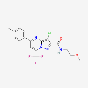 molecular formula C18H16ClF3N4O2 B4899329 3-chloro-N-(2-methoxyethyl)-5-(4-methylphenyl)-7-(trifluoromethyl)pyrazolo[1,5-a]pyrimidine-2-carboxamide 