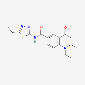 molecular formula C17H18N4O2S B4899333 1-ethyl-N-(5-ethyl-1,3,4-thiadiazol-2-yl)-2-methyl-4-oxo-1,4-dihydro-6-quinolinecarboxamide 