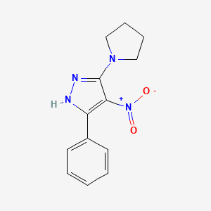 molecular formula C13H14N4O2 B4899362 4-nitro-5-phenyl-3-(1-pyrrolidinyl)-1H-pyrazole 