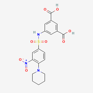 5-({[3-nitro-4-(1-piperidinyl)phenyl]sulfonyl}amino)isophthalic acid