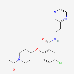 molecular formula C20H23ClN4O3 B4899559 2-[(1-acetyl-4-piperidinyl)oxy]-5-chloro-N-[2-(2-pyrazinyl)ethyl]benzamide 