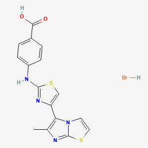 molecular formula C16H13BrN4O2S2 B4899753 4-{[4-(6-methylimidazo[2,1-b][1,3]thiazol-5-yl)-1,3-thiazol-2-yl]amino}benzoic acid hydrobromide 