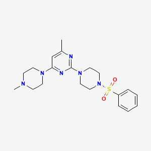 molecular formula C20H28N6O2S B4899851 4-methyl-6-(4-methyl-1-piperazinyl)-2-[4-(phenylsulfonyl)-1-piperazinyl]pyrimidine 