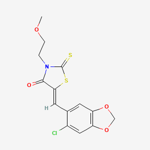 5-[(6-chloro-1,3-benzodioxol-5-yl)methylene]-3-(2-methoxyethyl)-2-thioxo-1,3-thiazolidin-4-one