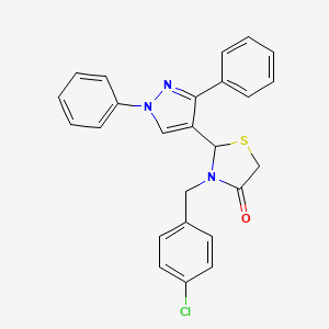 molecular formula C25H20ClN3OS B4899947 3-(4-chlorobenzyl)-2-(1,3-diphenyl-1H-pyrazol-4-yl)-1,3-thiazolidin-4-one 