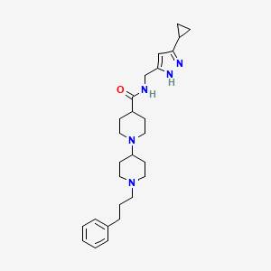 molecular formula C27H39N5O B4899992 N-[(5-cyclopropyl-1H-pyrazol-3-yl)methyl]-1'-(3-phenylpropyl)-1,4'-bipiperidine-4-carboxamide 