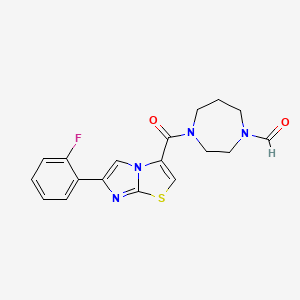 4-[6-(2-fluorophenyl)imidazo[2,1-b][1,3]thiazole-3-carbonyl]-1,4-diazepane-1-carbaldehyde