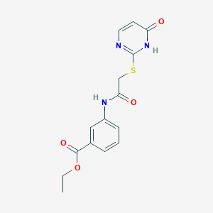 molecular formula C15H15N3O4S B4900045 ethyl 3-({[(6-oxo-1,6-dihydro-2-pyrimidinyl)thio]acetyl}amino)benzoate 