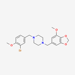 1-(3-bromo-4-methoxybenzyl)-4-[(7-methoxy-1,3-benzodioxol-5-yl)methyl]piperazine