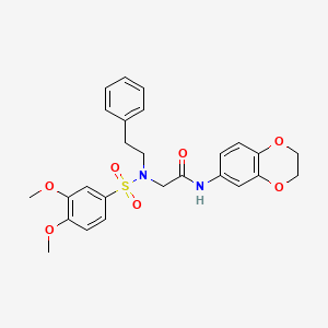 molecular formula C26H28N2O7S B4900189 N~1~-(2,3-dihydro-1,4-benzodioxin-6-yl)-N~2~-[(3,4-dimethoxyphenyl)sulfonyl]-N~2~-(2-phenylethyl)glycinamide 