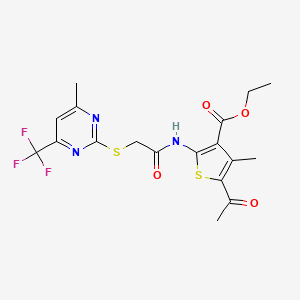 ethyl 5-acetyl-4-methyl-2-[({[4-methyl-6-(trifluoromethyl)-2-pyrimidinyl]thio}acetyl)amino]-3-thiophenecarboxylate