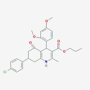 molecular formula C28H30ClNO5 B4900280 propyl 7-(4-chlorophenyl)-4-(2,4-dimethoxyphenyl)-2-methyl-5-oxo-1,4,5,6,7,8-hexahydro-3-quinolinecarboxylate 