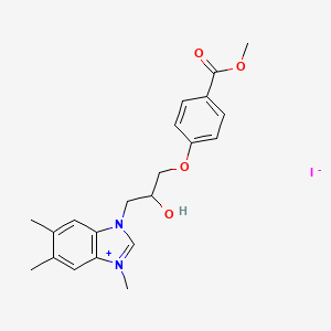 molecular formula C21H25IN2O4 B4900435 Methyl 4-[2-hydroxy-3-(3,5,6-trimethylbenzimidazol-3-ium-1-yl)propoxy]benzoate;iodide 