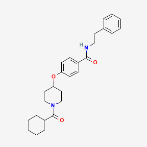 molecular formula C27H34N2O3 B4900462 4-{[1-(cyclohexylcarbonyl)-4-piperidinyl]oxy}-N-(2-phenylethyl)benzamide 