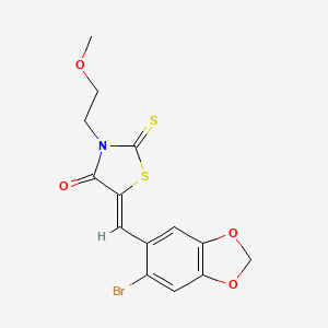 5-[(6-bromo-1,3-benzodioxol-5-yl)methylene]-3-(2-methoxyethyl)-2-thioxo-1,3-thiazolidin-4-one