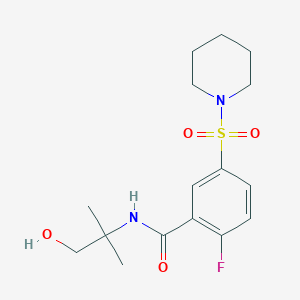 2-fluoro-N-(2-hydroxy-1,1-dimethylethyl)-5-(1-piperidinylsulfonyl)benzamide