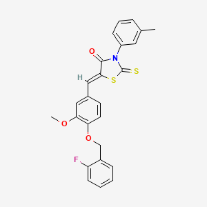 (5Z)-5-[[4-[(2-fluorophenyl)methoxy]-3-methoxyphenyl]methylidene]-3-(3-methylphenyl)-2-sulfanylidene-1,3-thiazolidin-4-one