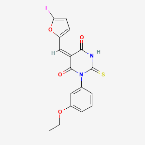 molecular formula C17H13IN2O4S B4900570 (5E)-1-(3-ethoxyphenyl)-5-[(5-iodofuran-2-yl)methylidene]-2-sulfanylidene-1,3-diazinane-4,6-dione 