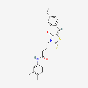 molecular formula C24H26N2O2S2 B4900586 N-(3,4-dimethylphenyl)-4-[5-(4-ethylbenzylidene)-4-oxo-2-thioxo-1,3-thiazolidin-3-yl]butanamide 