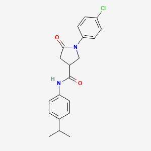 molecular formula C20H21ClN2O2 B4900648 1-(4-chlorophenyl)-N-(4-isopropylphenyl)-5-oxo-3-pyrrolidinecarboxamide 