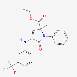 molecular formula C21H19F3N2O3 B4900670 ethyl 2-methyl-5-oxo-1-phenyl-4-{[3-(trifluoromethyl)phenyl]amino}-2,5-dihydro-1H-pyrrole-2-carboxylate CAS No. 6181-78-8