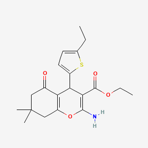 molecular formula C20H25NO4S B4900776 ethyl 2-amino-4-(5-ethyl-2-thienyl)-7,7-dimethyl-5-oxo-5,6,7,8-tetrahydro-4H-chromene-3-carboxylate 