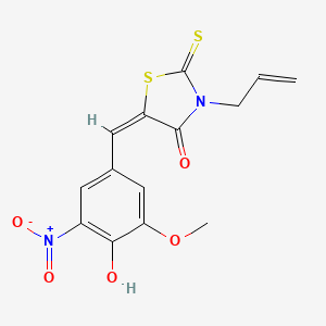 (5E)-5-[(4-hydroxy-3-methoxy-5-nitrophenyl)methylidene]-3-prop-2-enyl-2-sulfanylidene-1,3-thiazolidin-4-one