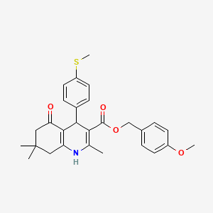 molecular formula C28H31NO4S B4900834 4-Methoxybenzyl 2,7,7-trimethyl-4-[4-(methylsulfanyl)phenyl]-5-oxo-1,4,5,6,7,8-hexahydroquinoline-3-carboxylate 