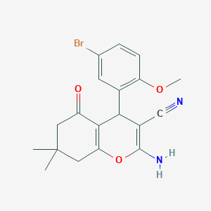 molecular formula C19H19BrN2O3 B4900840 2-amino-4-(5-bromo-2-methoxyphenyl)-7,7-dimethyl-5-oxo-5,6,7,8-tetrahydro-4H-chromene-3-carbonitrile 