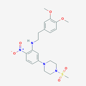 molecular formula C21H28N4O6S B4900852 N-[2-(3,4-DIMETHOXYPHENYL)ETHYL]-5-(4-METHANESULFONYLPIPERAZIN-1-YL)-2-NITROANILINE 