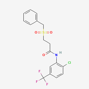 molecular formula C17H15ClF3NO3S B4900904 3-(benzylsulfonyl)-N-[2-chloro-5-(trifluoromethyl)phenyl]propanamide 