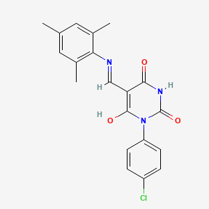 molecular formula C20H18ClN3O3 B4900924 1-(4-Chlorophenyl)-6-hydroxy-5-[(2,4,6-trimethylphenyl)iminomethyl]pyrimidine-2,4-dione 