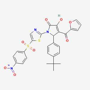 molecular formula C28H23N3O8S2 B4900925 5-(4-tert-butylphenyl)-4-(2-furoyl)-3-hydroxy-1-{5-[(4-nitrophenyl)sulfonyl]-1,3-thiazol-2-yl}-1,5-dihydro-2H-pyrrol-2-one 