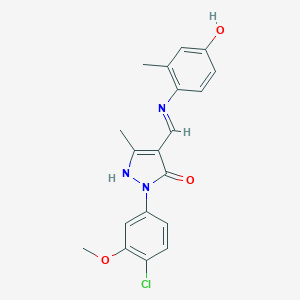 2-(4-chloro-3-methoxyphenyl)-4-[(4-hydroxy-2-methylanilino)methylene]-5-methyl-2,4-dihydro-3H-pyrazol-3-one