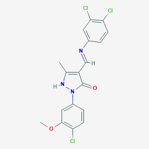 2-(4-chloro-3-methoxyphenyl)-4-[(3,4-dichloroanilino)methylene]-5-methyl-2,4-dihydro-3H-pyrazol-3-one