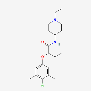 molecular formula C19H29ClN2O2 B4901089 2-(4-chloro-3,5-dimethylphenoxy)-N-(1-ethyl-4-piperidinyl)butanamide 